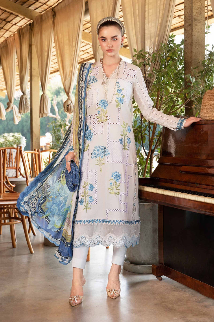 Maria B 3 Piece Unstitched Printed Lawn Suit | MPT-2501-A