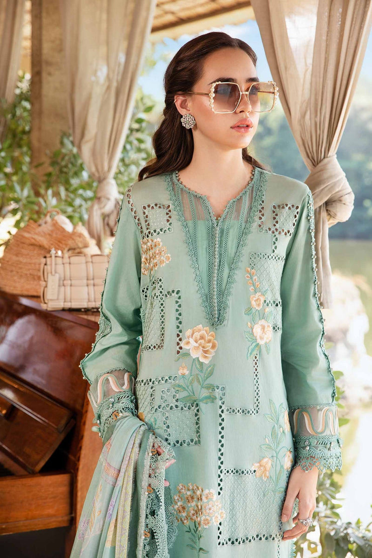 Maria B 3 Piece Unstitched Printed Lawn Suit | MPT-2501-B