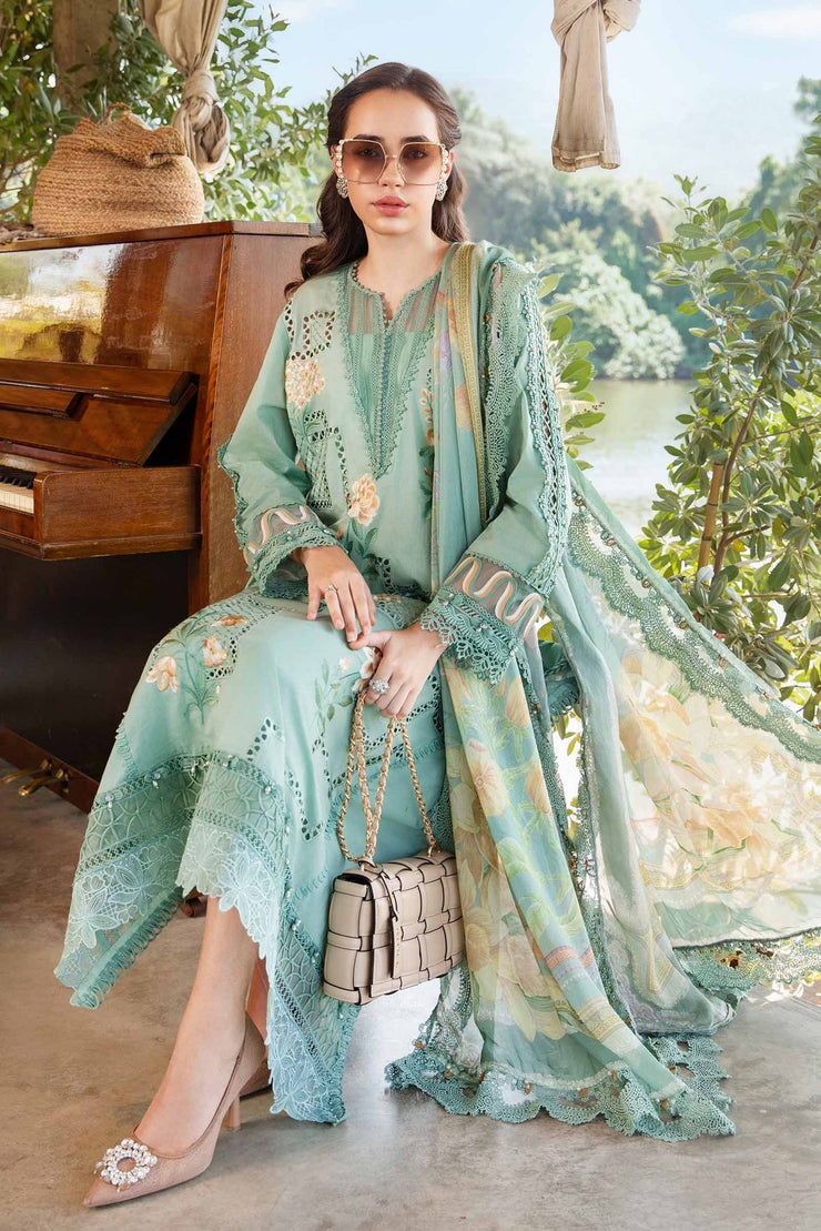 Maria B 3 Piece Unstitched Printed Lawn Suit | MPT-2501-B