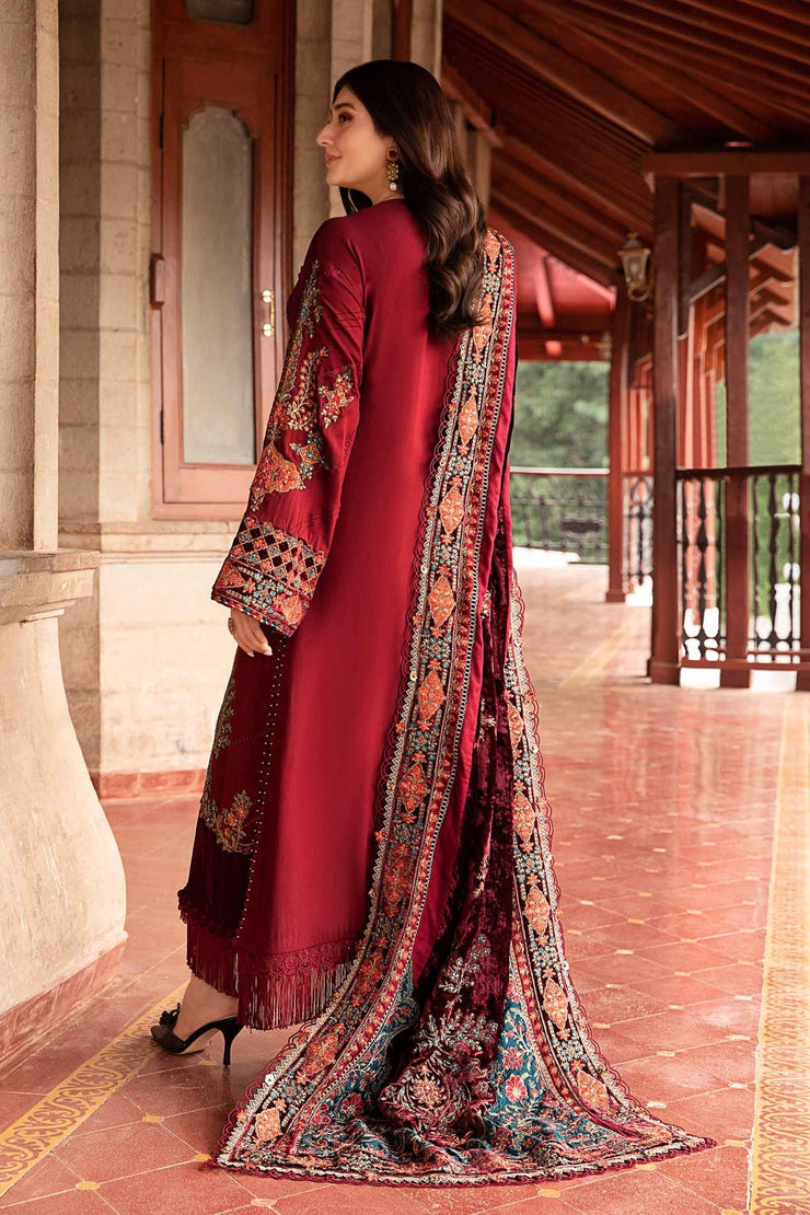 Maria B 3 Piece Unstitched Embroidered Twill Linen Suit | DL-1210