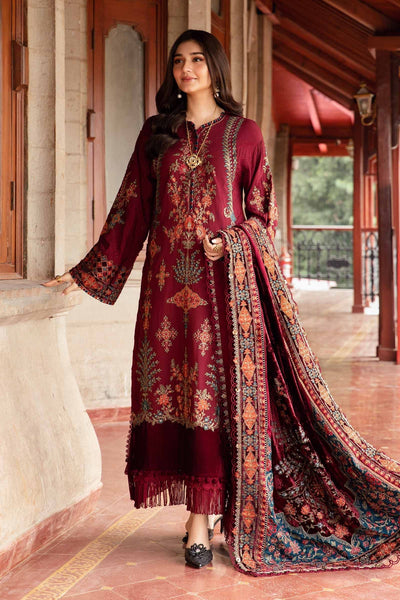 Maria B 3 Piece Unstitched Embroidered Twill Linen Suit | DL-1210