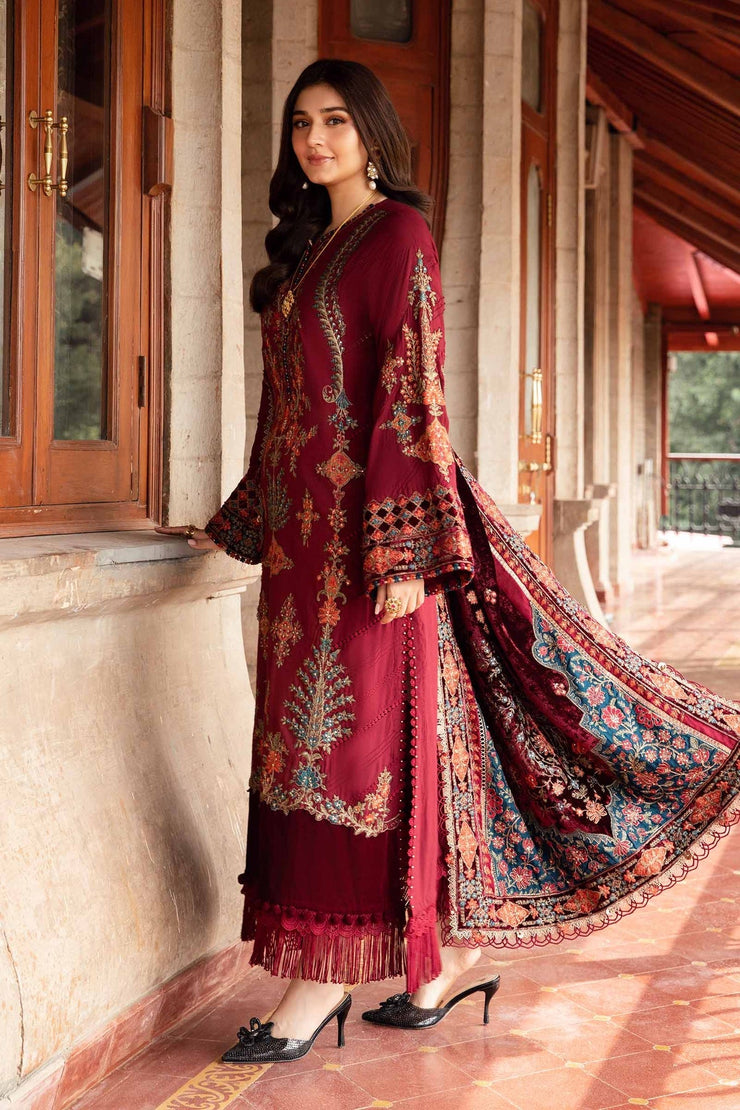 Maria B 3 Piece Unstitched Embroidered Twill Linen Suit | DL-1210