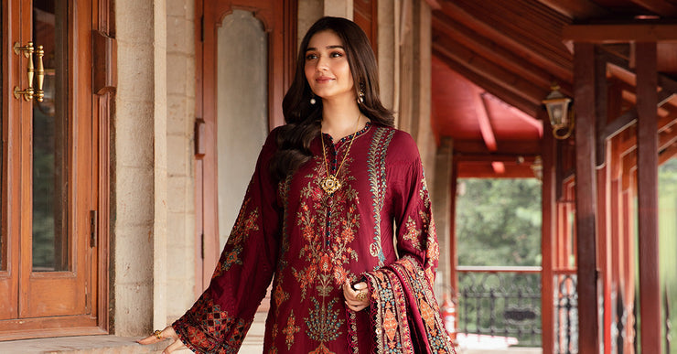Maria B 3 Piece Unstitched Embroidered Twill Linen Suit | DL-1210