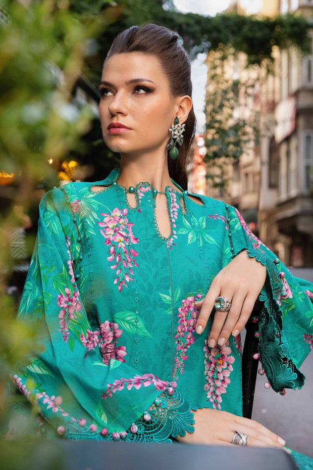 Maria B 3 Piece Unstitched Printed Cambric Suit | MPT-2301-A