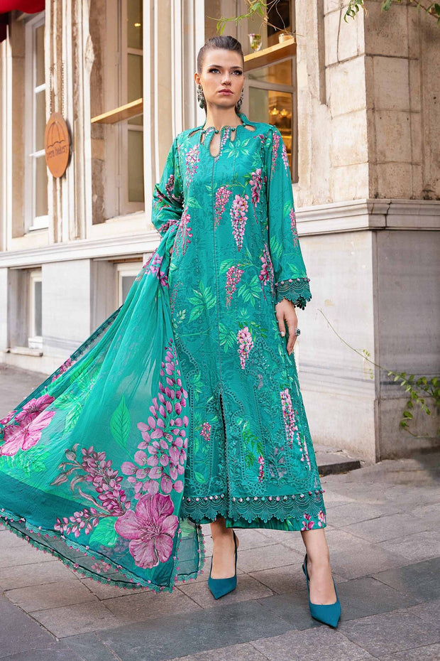 Maria B 3 Piece Unstitched Printed Cambric Suit | MPT-2301-A
