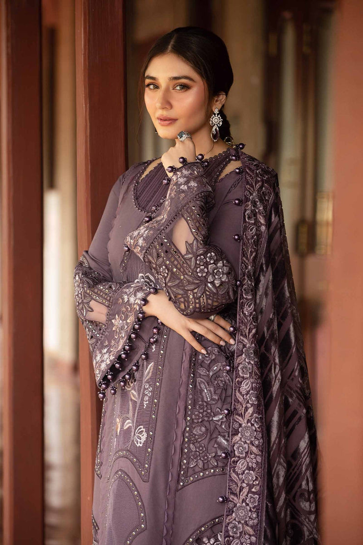 Maria B 3 Piece Unstitched Embroidered Linen Suit | DL-1202