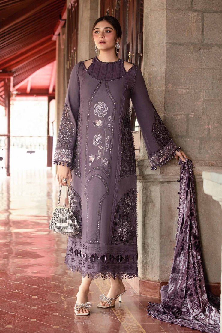 Maria B 3 Piece Unstitched Embroidered Linen Suit | DL-1202