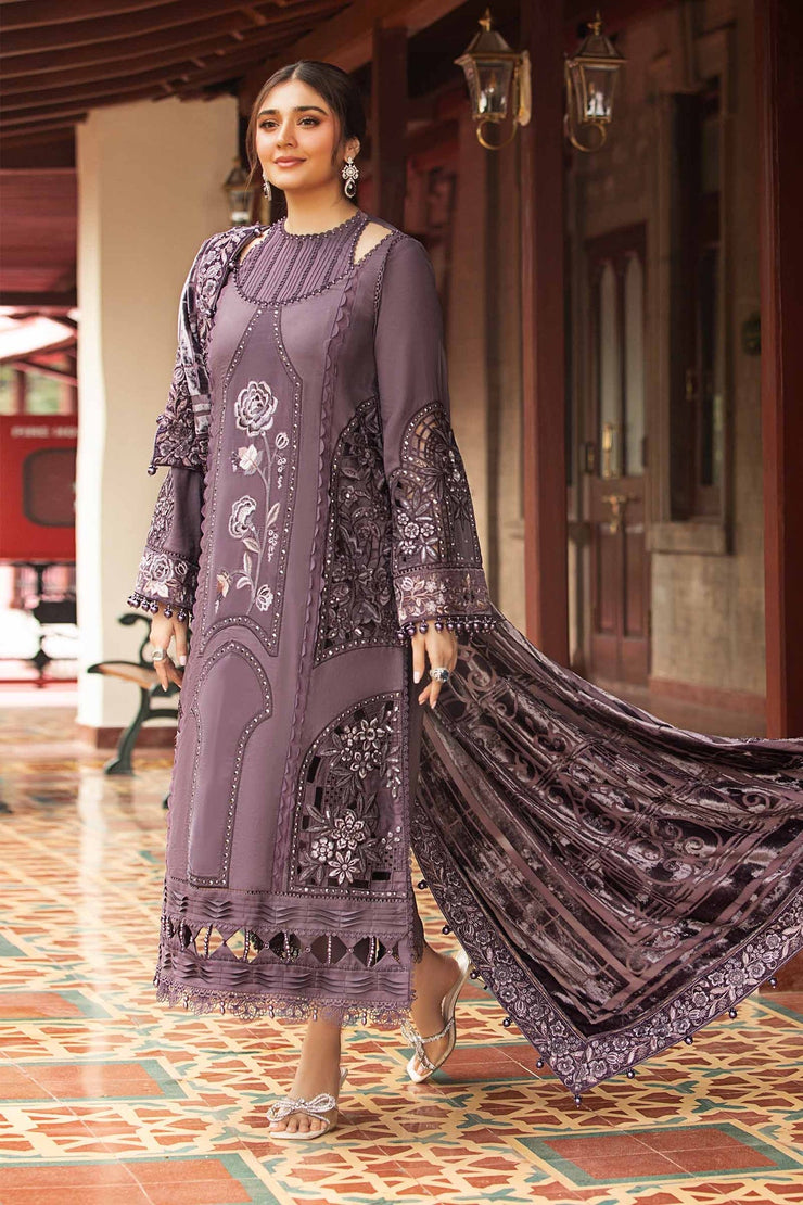 Maria B 3 Piece Unstitched Embroidered Linen Suit | DL-1202