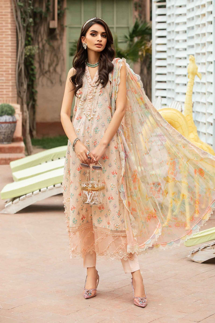 Maria B 3 Piece Unstitched Printed Suit | MPT-2203-B