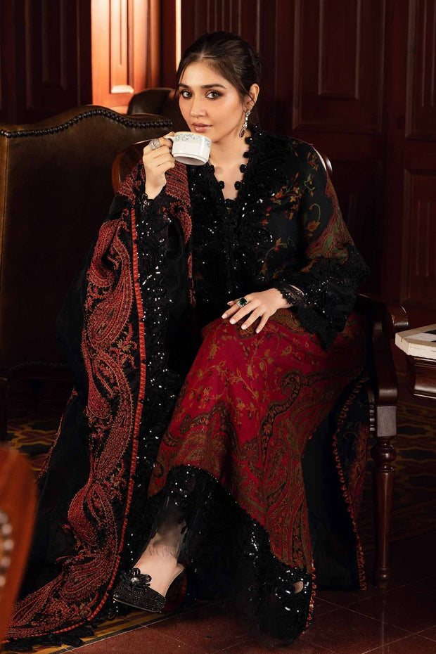 Maria B 3 Piece Unstitched Embroidered Woven Suit | DL-1204