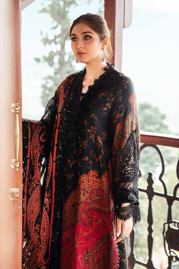 Maria B 3 Piece Unstitched Embroidered Woven Suit | DL-1204