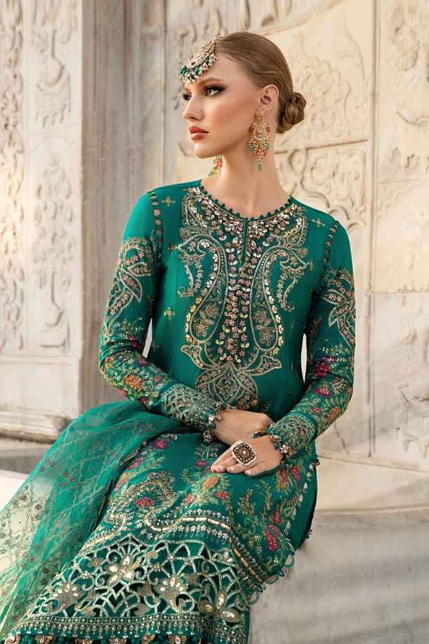 Maria B . Unstitched Embroidered Cotton Satin Suit | CST-805
