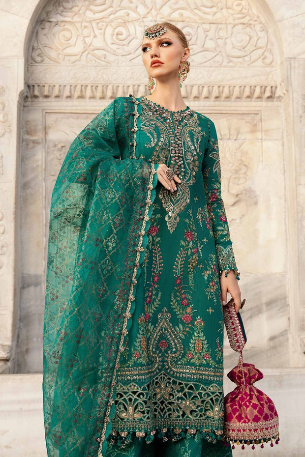 Maria B . Unstitched Embroidered Cotton Satin Suit | CST-805