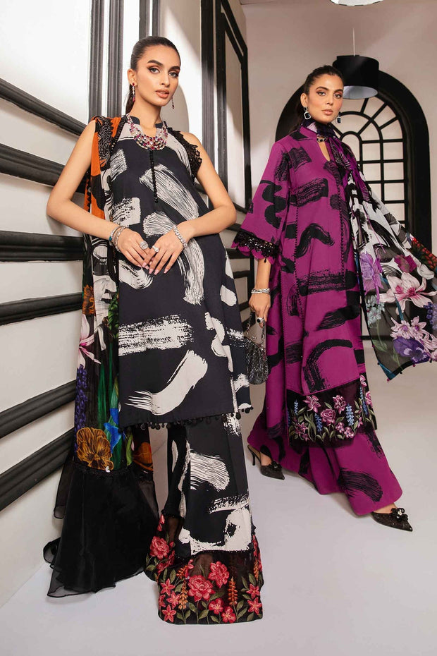 Maria B 3 Piece Unstitched Printed Suit | MPT-2205-A