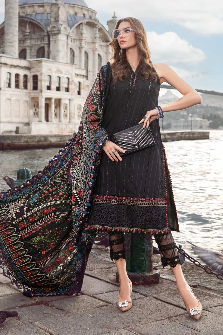 Maria B Unstitched Linen | Black DL-1101