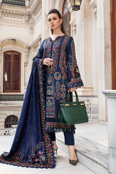 Maria.B Unstitched Linen | Navy Blue DL-1109