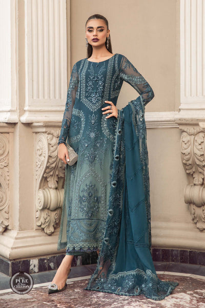 Maria B Unstitched Chiffon | MPC-23-102 Teal Blue