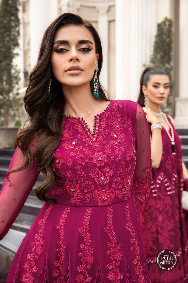 Maria B Unstitched Chiffon | MPC-23-107 Magenta Pink