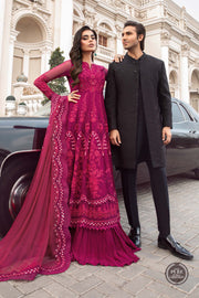 Maria B Unstitched Chiffon | MPC-23-107 Magenta Pink