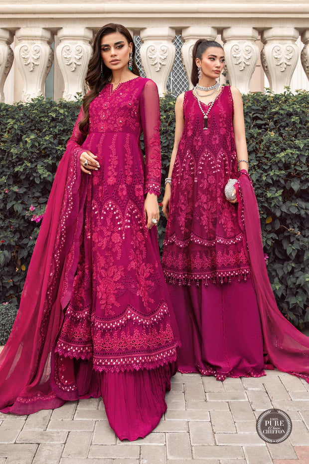 Maria B Unstitched Chiffon | MPC-23-107 Magenta Pink