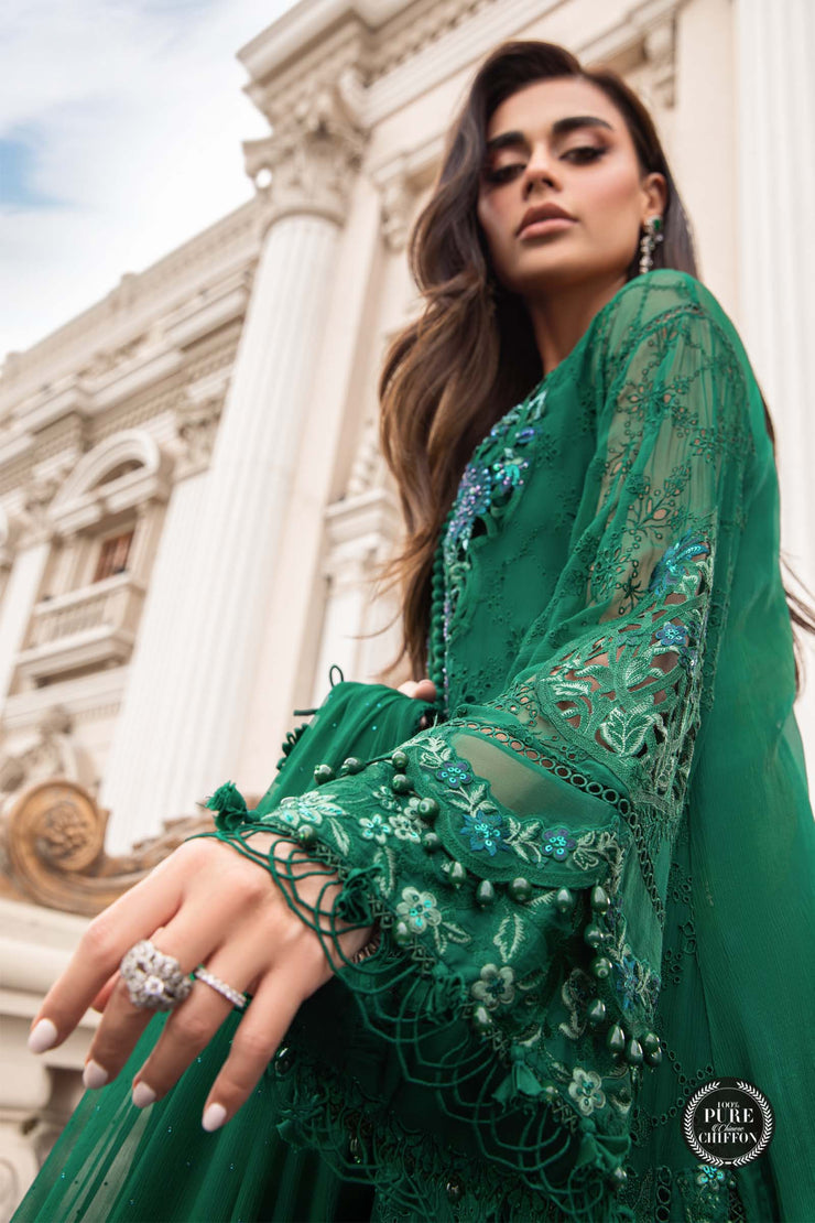 Maria B.Unstitched Chiffon | MPC-23-108 Emerald Green