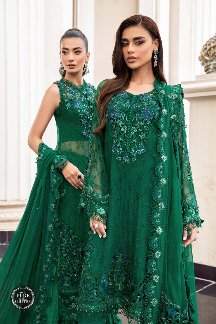 Maria B.Unstitched Chiffon | MPC-23-108 Emerald Green