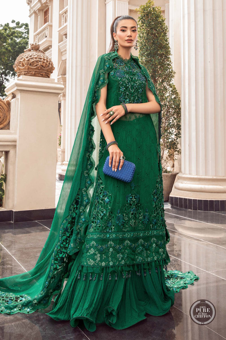Maria B.Unstitched Chiffon | MPC-23-108 Emerald Green