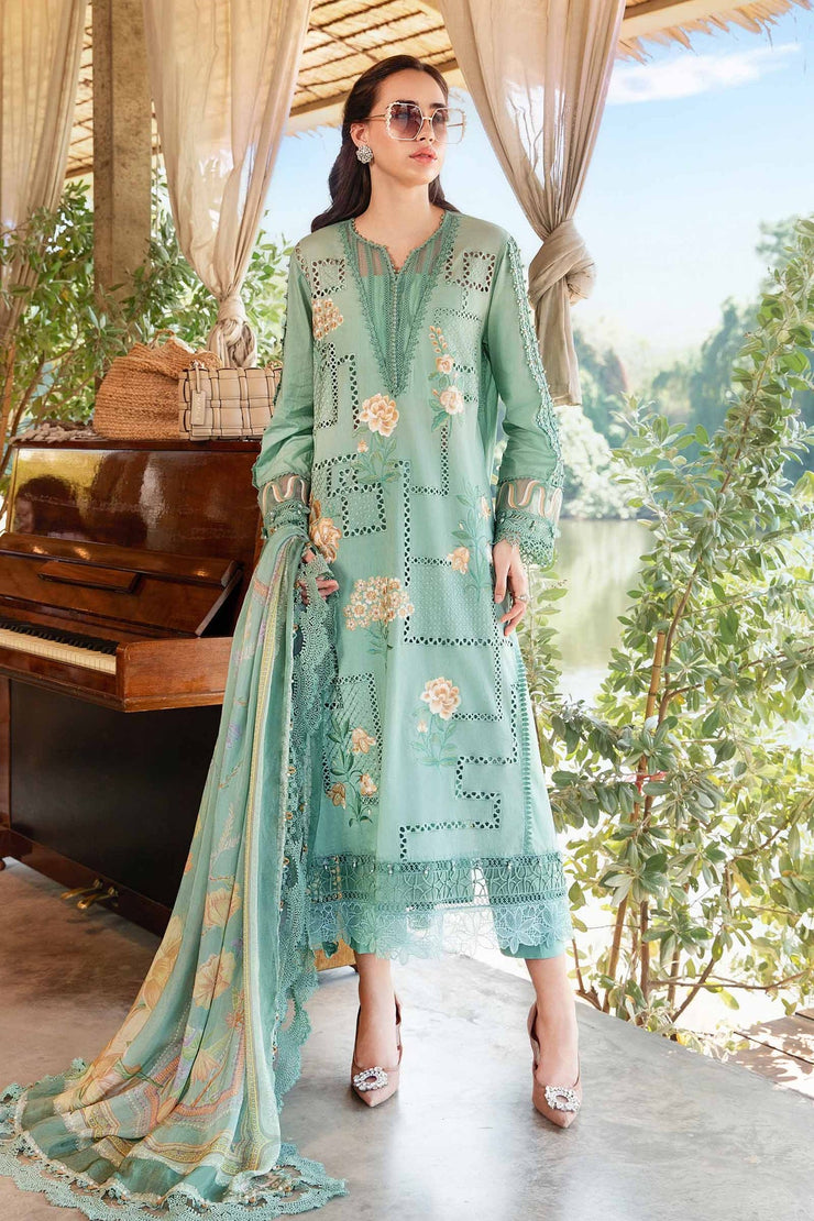 Maria B 3 Piece Unstitched Printed Lawn Suit | MPT-2501-B